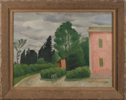null René-Jean CLOT (1913-1997)
Chemin devant la maison rose aux volets verts
Huile...