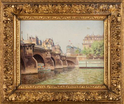 null Charles GUILLOUX (1866-1946)Pont Neuf avec la SamaritaineHuile sur toile.Signé...