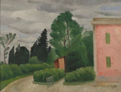 null René-Jean CLOT (1913-1997)
Chemin devant la maison rose aux volets verts
Huile...