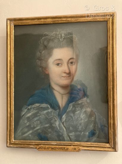 null École française de la fin du XVIIIe siècle 
Portrait de Morel, comtesse de Riocour
Pastel...