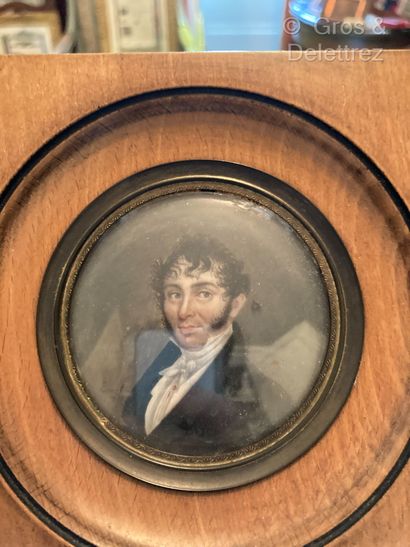 null Miniature 
French school circa 1820
Portrait of a Man with a Favorite and a...
