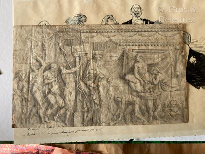 null École néoclassique
Bacchus chez Icare
Crayon sur papier
19 x 33 cm. Piqures...