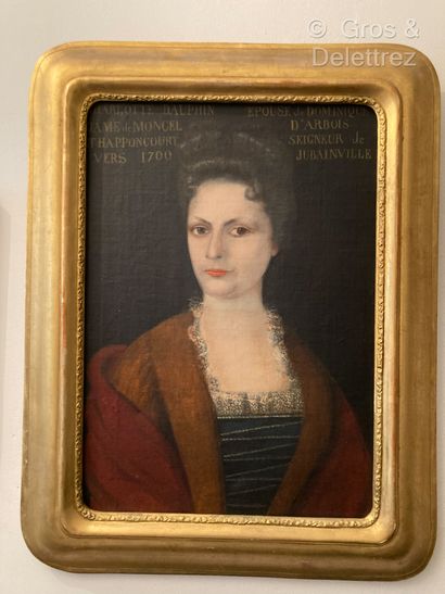 null École française dans le goût du XVIIIe siècle 
Portrait de Charlotte Dauphin,...