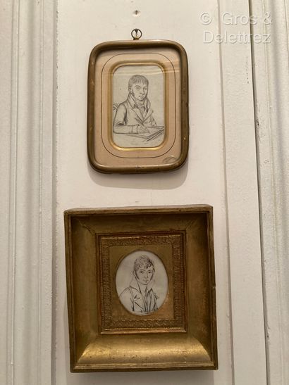 null École du début du XIXe siècle — Madame BALTET
Portrait d’homme écrivant et Portrait...