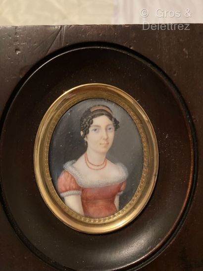 null Miniature 
École française vers 1830
Portrait de Marie-Alexandrine Godard, épouse...
