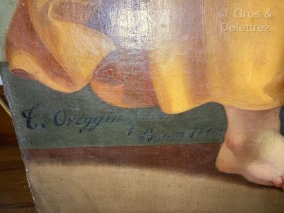 null Tommasso OREGGIA (1824-1870)
Pietà 
Huile sur toile signée et datée 1862 en...