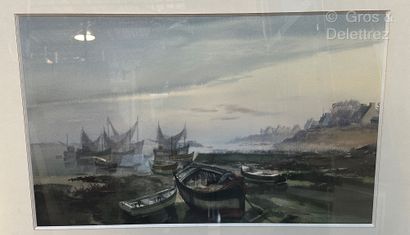 (SD) Anonymous
View of a port in Brittany
Watercolor...