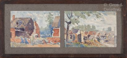 null F. PICARD (XIX - XXe siècle)

Paysages de ruine 

2 aquarelles et 3 crayons

Vers...