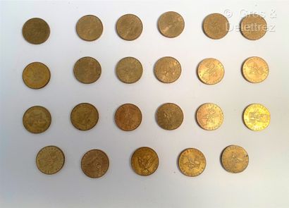 null Fort lot de pièces commémoratives de 10 Francs en métal, dont pour le Centenaire...
