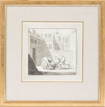 null *Ecole du Nord
Cheval et Couple
Deux gravures en noir
16 x 14,5 cm à vue