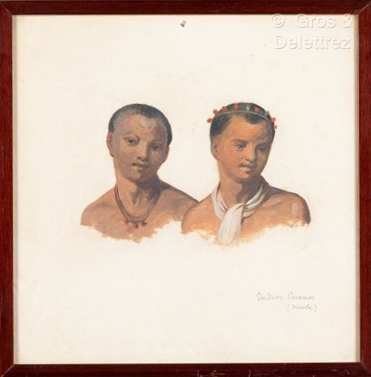 null Joaquin PINTO (1842-1906)
Two Cocano Indians
Gouache on paper, titled lower...
