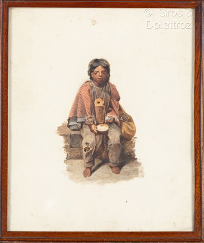 Joaquin PINTO (1842-1906)
Jeune mendiant
Gouache...