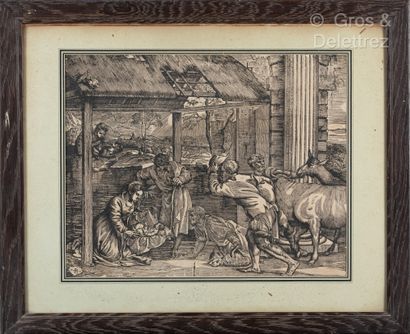 null Giovanni BRITTO (actif c. 1530-1550) d’après TITIEN
L’Adoration des bergers
Gravure...