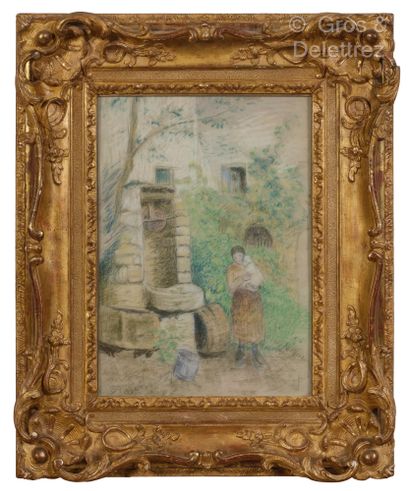 null Camille PISSARRO (1830 1903)
Femme et enfant près d’un puits
Pastel sur papier.
Signé...