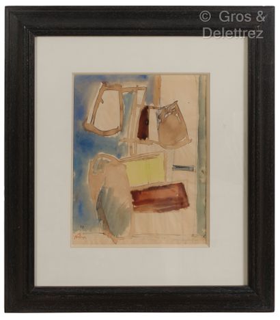 null Jean HELION (1904 1987)
Composition, 34
Watercolor.
Signed and dated lower right.
25.5...