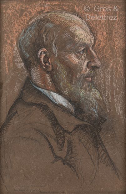  Maurice DENIS (1870 - 1943)
Profile portrait of President Mithouard, 1918
Pastel.
Signed... Gazette Drouot