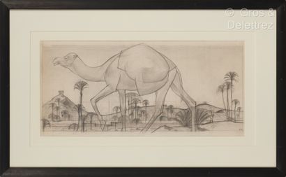 null Bernard BOUTET DE MONVEL (1881 - 1949)
Camel in the palm grove
Pencil and red...