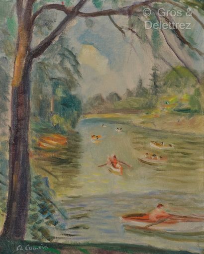  Charles CAMOIN (1879 1965)
Canotiers sur le lac au Bois de Boulogne
Huile sur toile
Signée... Gazette Drouot