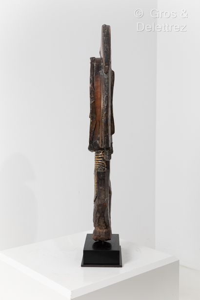 null Reliquary figure.
Kota people, Gabon.
Wood, copper and brass.
Late 19th century.
Height:...