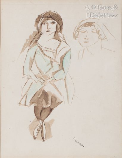 JULES PASCIN (1885-1930) JULES PASCIN (1885-1930) Seated woman and sketch of a woman's...