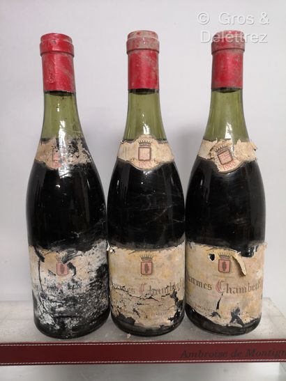 null 3 bouteilles CHARMES CHAMBERTIN Grand cru - Domaine Lionel J. BRUCK 1960 Etiquettes...