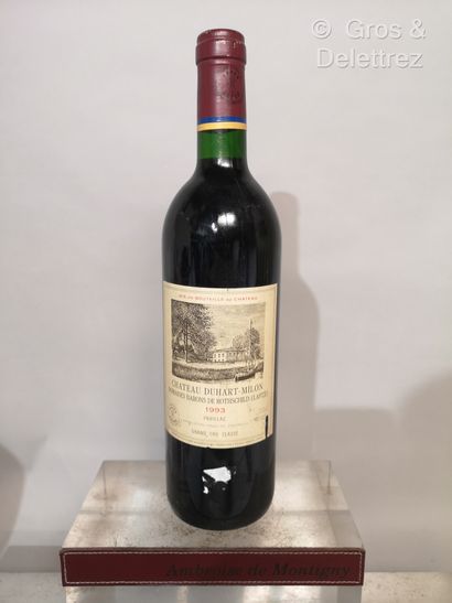 null 1 bouteille Château DUHART MILON - 4e Gcc Pauillac 1993 Etiquette légèrement...