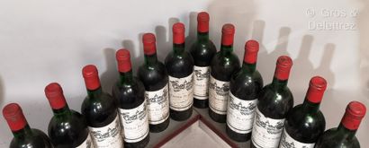 null 12 bouteilles Château BEAUMONT - Haut Médoc 1975 Etiquettes tachées. Niveaux...
