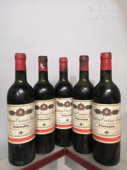 null 5 bouteilles Château CROIZET BAGES - 5e Gcc Pauillac 1978 Etiquettes tachées....