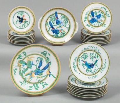 HERMÈS Paris made in France Service « Toucan « de 26 pièces en porcelaine de Limoges,...