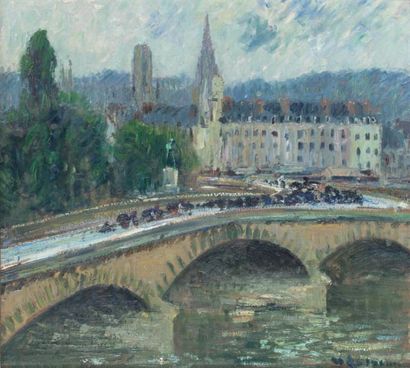 Gustave LOISEAU (1865-1935) Le pont Corneille à Rouen, 1927 Huile sur toile signée...