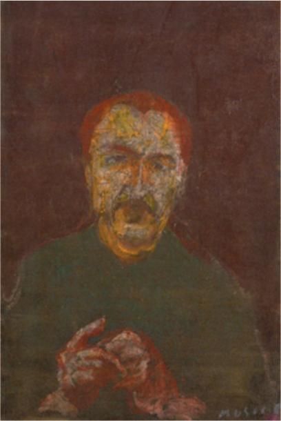 Zoran MUSIC (1909-2005) Autoportrait, 1986 Technique mixte, signée en bas à droite...