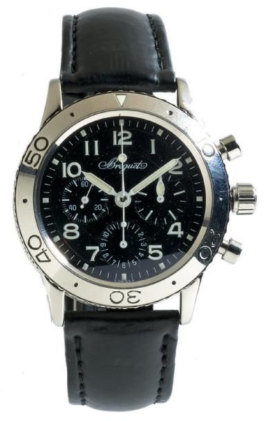 BREGUET TYPE XX AERONAVALE réf: 3800 Vers 2005 Chronographe bracelet en acier. Boîtier...