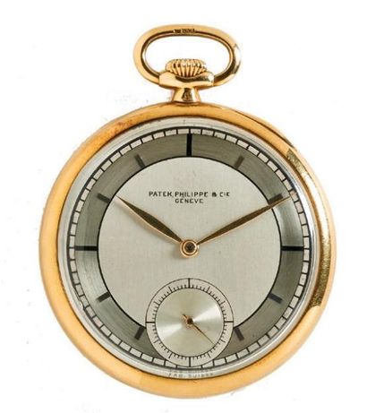 PATEK PHILIPPE N° 414076 Vers 1930 Belle montre de poche en or. Boîtier rond. Cadran...