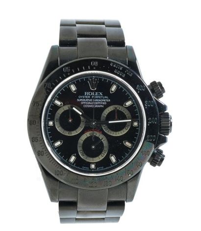 ROLEX DAYTONA réf: 116520 Vers 2005 Rare et beau chronographe bracelet en acier PVD....