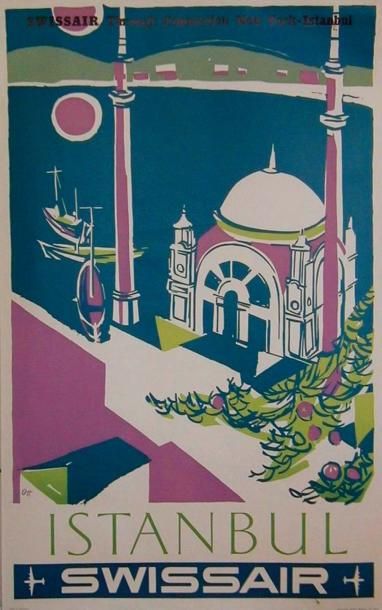 OTT Istanbul. Swissair. Affiche. Zurich, Jacques Bollmann, circa 1960, 102x63cm