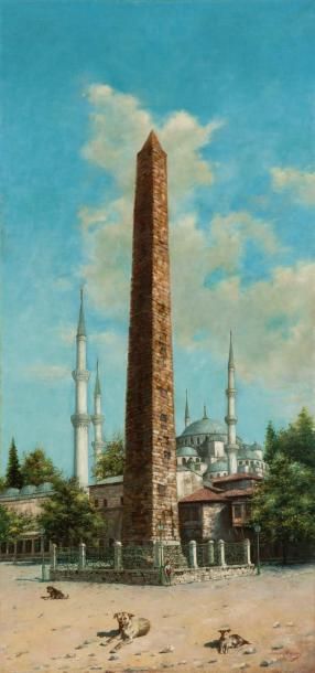 Simon AGOPIAN (1857-1921) Vue de la Mosquée bleue, 1902 Huile sur toile, signée en...