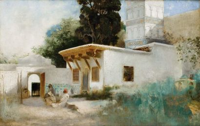 Attribué à Eugène GIRAUD (1851-1932) Vue de la mosquée Sidi Abderrhaman, Alger Huile...