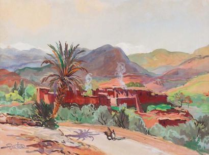 Paul NERI (1910-1965) Vue d'une casbah Aquarelle, signée en bas à gauche. 34 x 45...