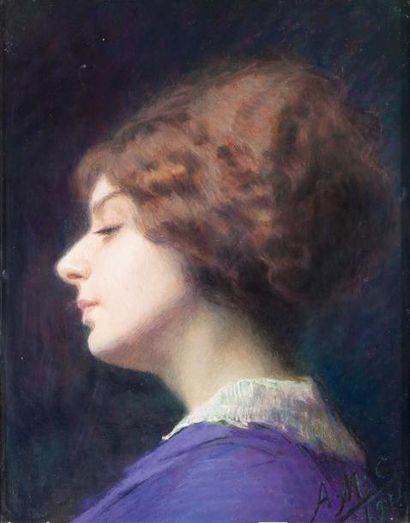 Arsène CHABANIAN (1864-1969) Portrait de jeune femme,1914 Pastel, signé et daté 1914,...