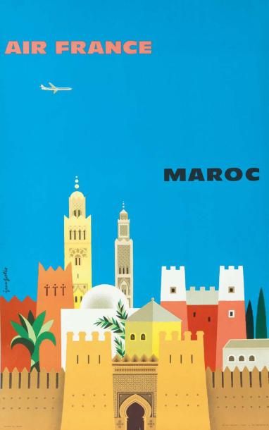 FORTIN JEAN Air France. Maroc. Affiche. Paris, Courbet, 1959, 100 x 62cm
