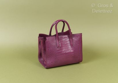 Max MARA - 26cm tote bag in purple crocodile-embossed...