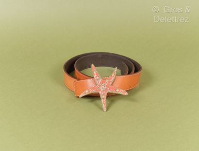 VALENTINO - 35mm natural leather belt, starfish...
