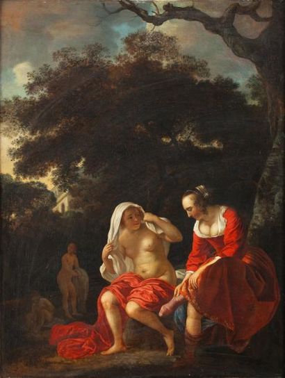 Jacob Van LOO (vers 1614-1670) Jupiter et Calisto (?) Toile 64,5 x 50 cm Restaurations...