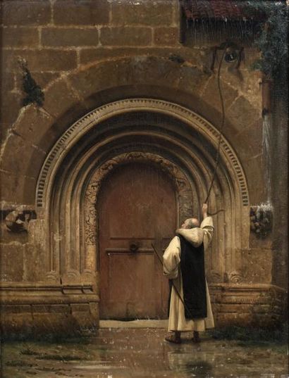 Jean-Léon GERÔME (Vésoul 1824 - Paris 1904) Moine sonnant la cloche du monastère...