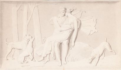 Alexandre Evariste FRAGONARD (1780 - 1850) Céphale et Procris (?) Plume et encre...
