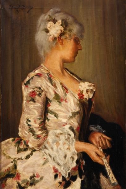 Edouard BISSON (1856-1939) Portrait d'une élégante, 1891 Huile sur toile, signée...