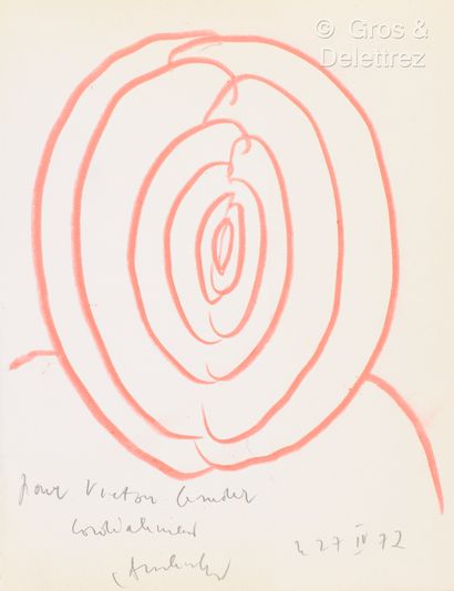 null Pierre ALECHINSKY (1927)
Dessin au crayon de couleur rouge et crayon sur papier,...
