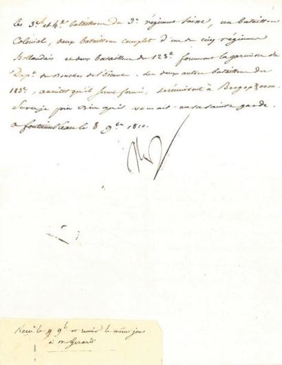 null Composition d'un regiment de marche pour l'armee d'Allemagne. Lettre signée...