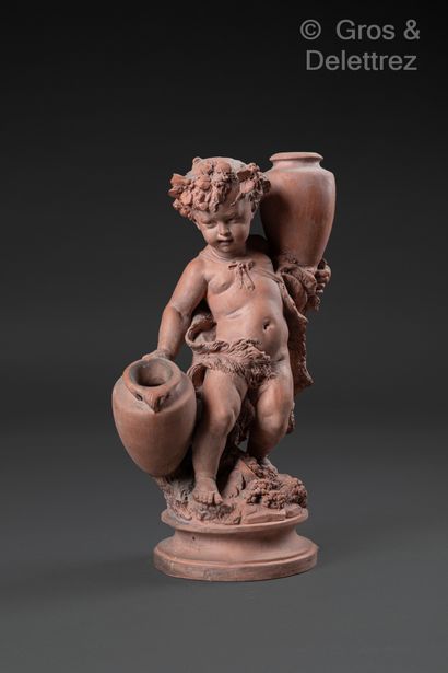 null after Eugène DUBOIS
Young Bacchus with vases
Terracotta proof, signed
Height:...