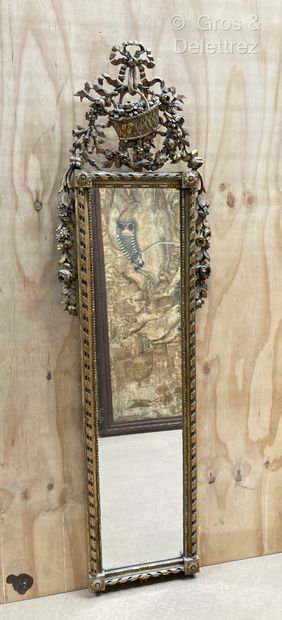null Rectangular mirror in molded, stuccoed and gilded wood with openwork decoration...